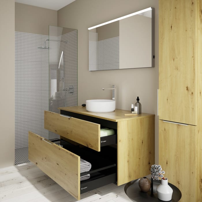 burgbad Eqio Waschtischkombination mit Keramik-Aufsatzwaschtisch 120 cm, mit Griff G0146