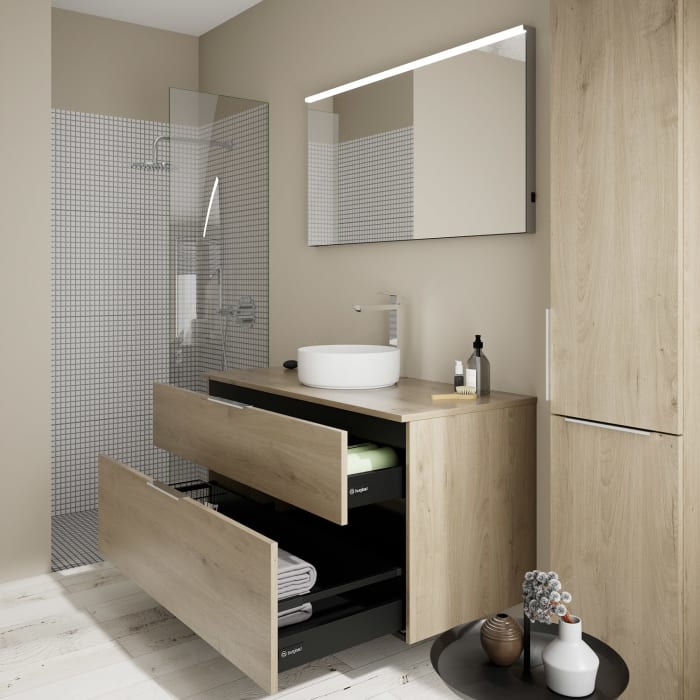 burgbad Eqio Waschtischkombination mit Keramik-Aufsatzwaschtisch 120 cm, mit Griff G0146