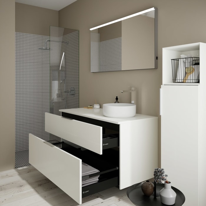 burgbad Eqio Waschtischkombination mit Keramik-Aufsatzwaschtisch 120 cm, rechts, mit Griff G0146