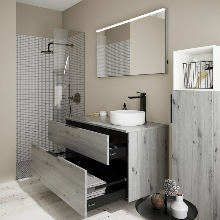 burgbad Eqio Waschtischkombination mit Keramik-Aufsatzwaschtisch 120 cm, rechts, mit Griff G0200