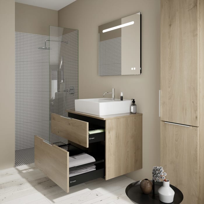 burgbad Eqio Waschtischkombination mit Keramik-Aufsatzwaschtisch 80 cm, mit Griff P0146