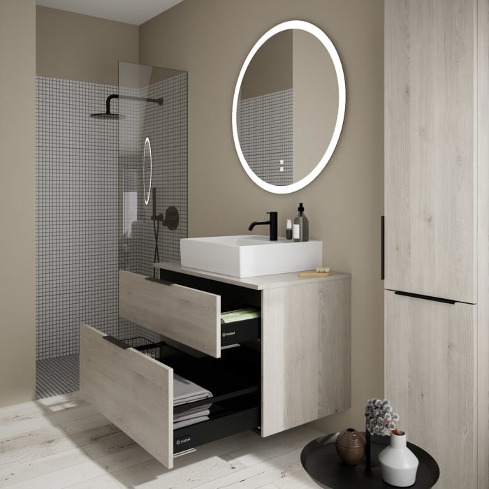 burgbad Eqio Waschtischkombination mit Keramik-Aufsatzwaschtisch 90 cm, mit Griff G0200