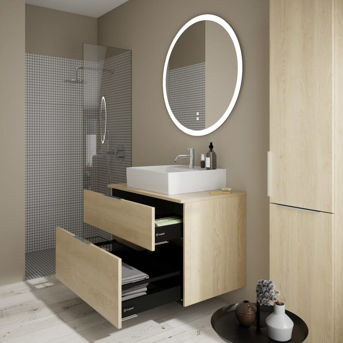 burgbad Eqio Waschtischkombination mit Keramik-Aufsatzwaschtisch 90 cm, mit Griff G0146