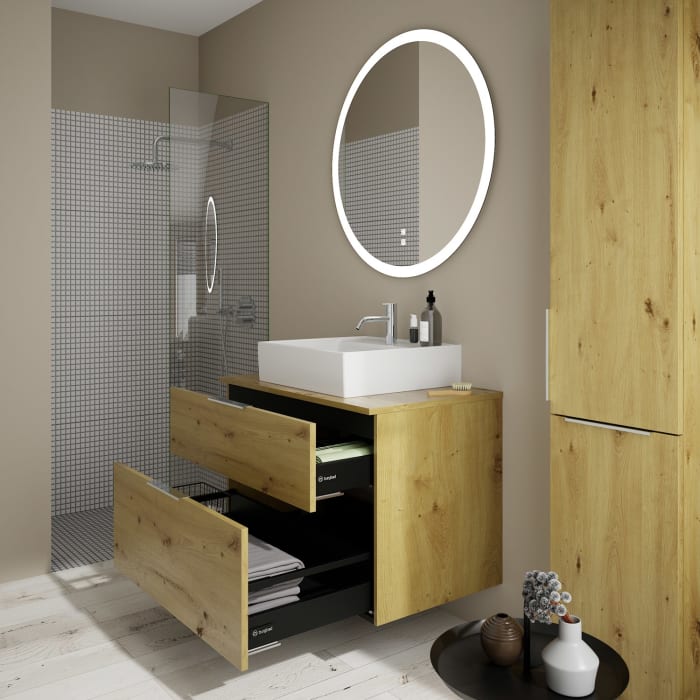 burgbad Eqio Waschtischkombination mit Keramik-Aufsatzwaschtisch 90 cm, mit Griff G0146