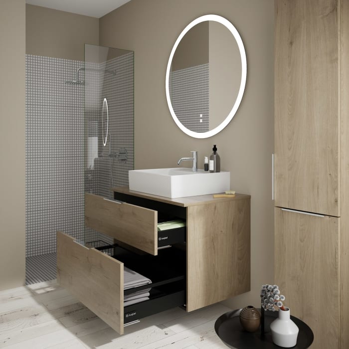 burgbad Eqio Waschtischkombination mit Keramik-Aufsatzwaschtisch 90 cm, mit Griff G0146