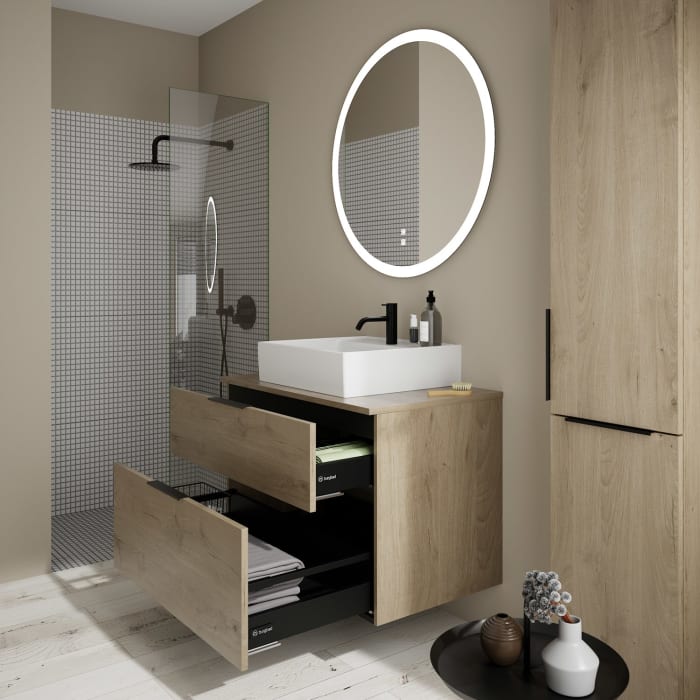 burgbad Eqio Waschtischkombination mit Keramik-Aufsatzwaschtisch 90 cm, mit Griff G0200