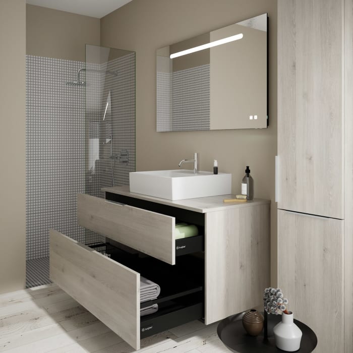 burgbad Eqio Waschtischkombination mit Keramik-Aufsatzwaschtisch 120 cm, mit Griff G0146