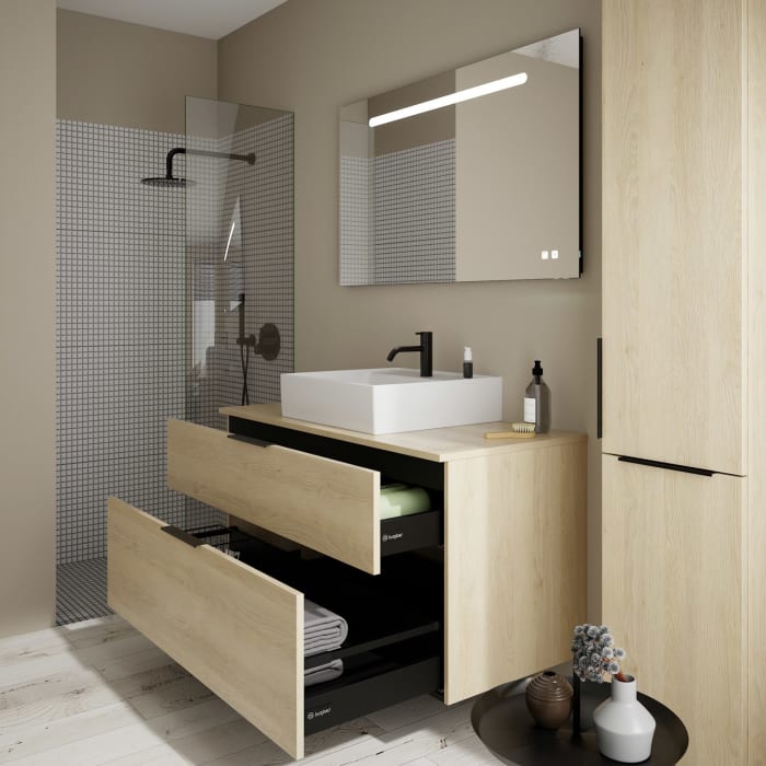 burgbad Eqio Waschtischkombination mit Keramik-Aufsatzwaschtisch 120 cm, mit Griff G0200