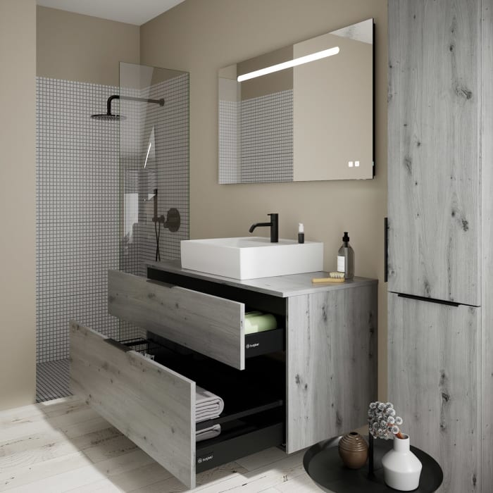 burgbad Eqio Waschtischkombination mit Keramik-Aufsatzwaschtisch 120 cm, mit Griff G0200