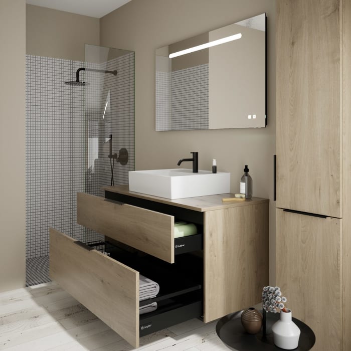 burgbad Eqio Waschtischkombination mit Keramik-Aufsatzwaschtisch 120 cm, mit Griff G0200