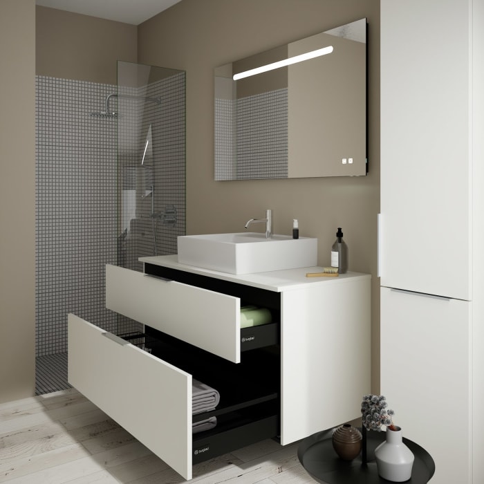 burgbad Eqio Waschtischkombination mit Keramik-Aufsatzwaschtisch 120 cm, mit Griff G0146