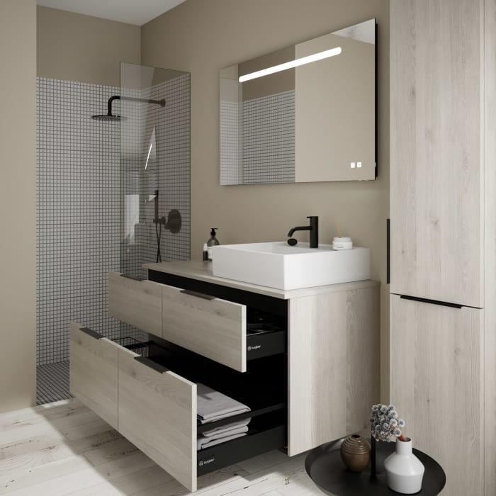 burgbad Eqio Waschtischkombination mit Keramik-Aufsatzwaschtisch 120 cm, rechts, mit Griff G0200