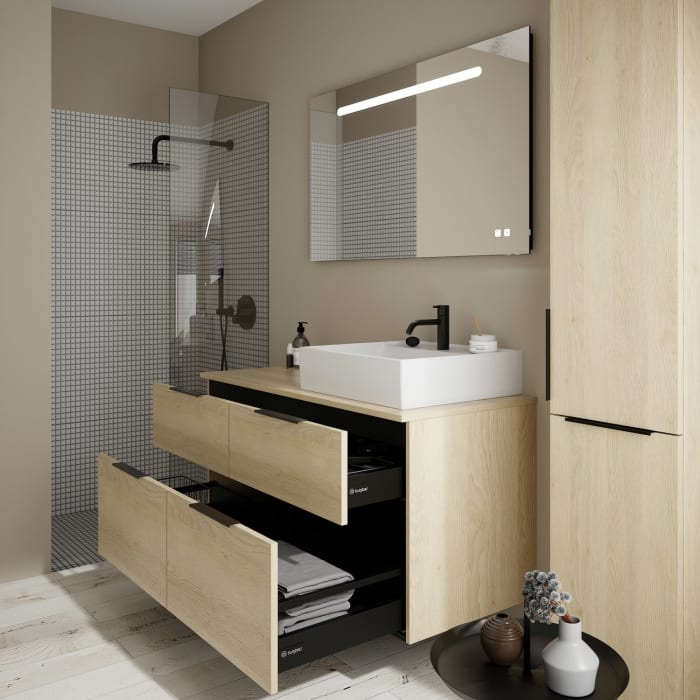 burgbad Eqio Waschtischkombination mit Keramik-Aufsatzwaschtisch 120 cm, rechts, mit Griff G0200