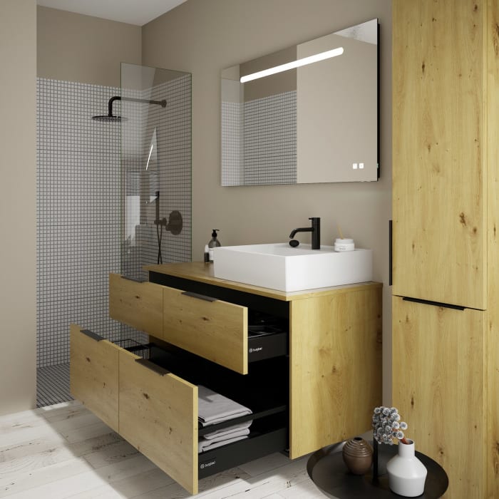 burgbad Eqio Waschtischkombination mit Keramik-Aufsatzwaschtisch 120 cm, rechts, mit Griff G0200