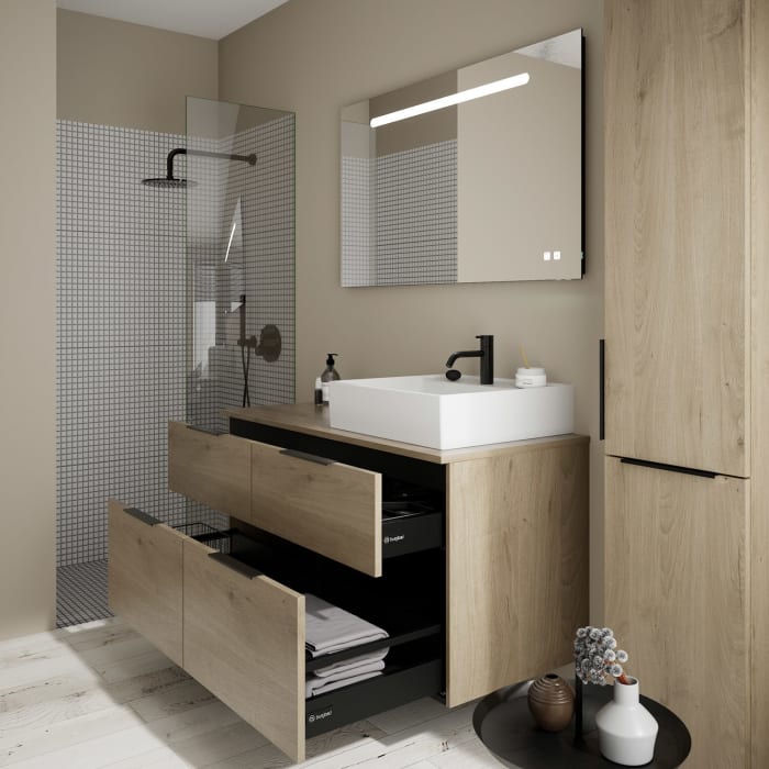 burgbad Eqio Waschtischkombination mit Keramik-Aufsatzwaschtisch 120 cm, rechts, mit Griff G0200