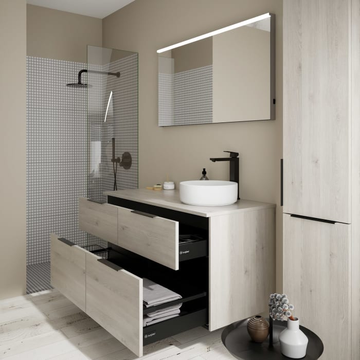 burgbad Eqio Waschtischkombination mit Keramik-Aufsatzwaschtisch 120 cm, rechts, mit Griff G0200