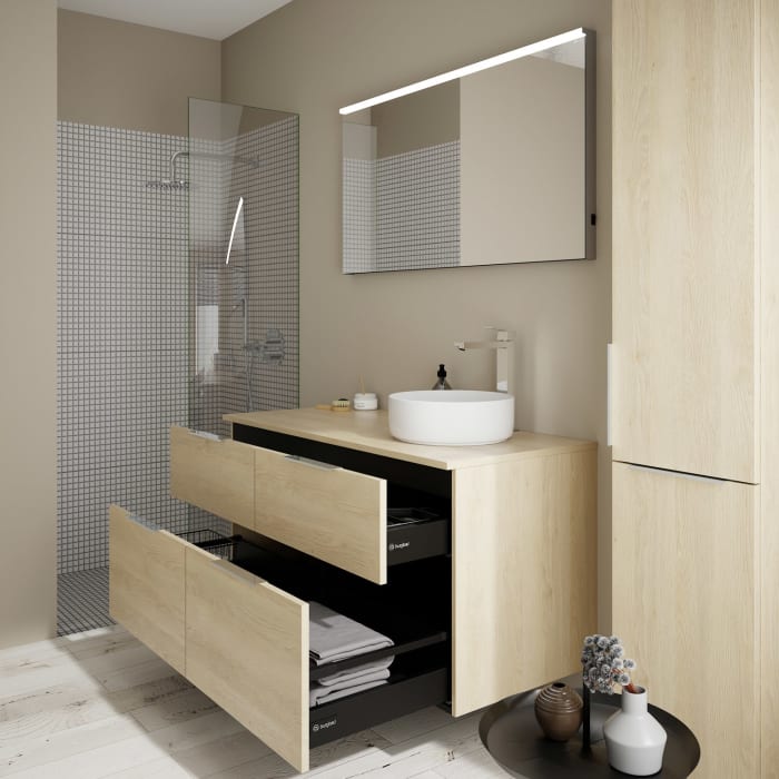 burgbad Eqio Waschtischkombination mit Keramik-Aufsatzwaschtisch 120 cm, rechts, mit Griff G0146