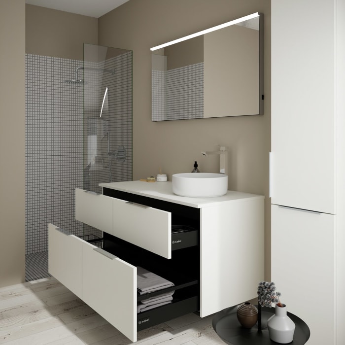 burgbad Eqio Waschtischkombination mit Keramik-Aufsatzwaschtisch 120 cm, rechts, mit Griff G0146