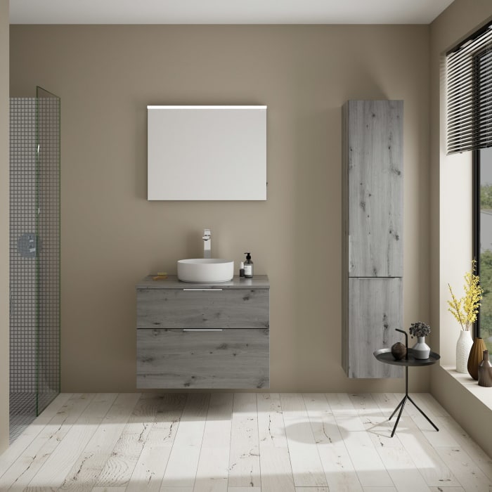 burgbad Eqio Waschtischkombination mit Keramik-Aufsatzwaschtisch 80 cm, mit Griff G0146