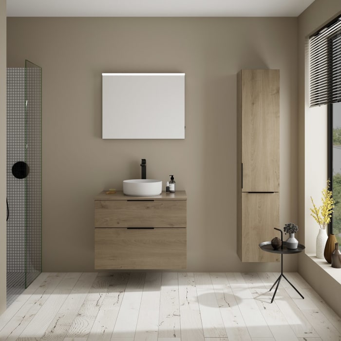 burgbad Eqio Waschtischkombination mit Keramik-Aufsatzwaschtisch 80 cm, mit Griff G0200