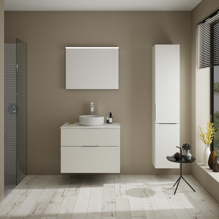 burgbad Eqio Waschtischkombination mit Keramik-Aufsatzwaschtisch 80 cm, mit Griff G0146