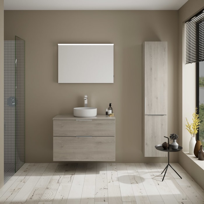 burgbad Eqio Waschtischkombination mit Keramik-Aufsatzwaschtisch 90 cm, mit Griff G0146