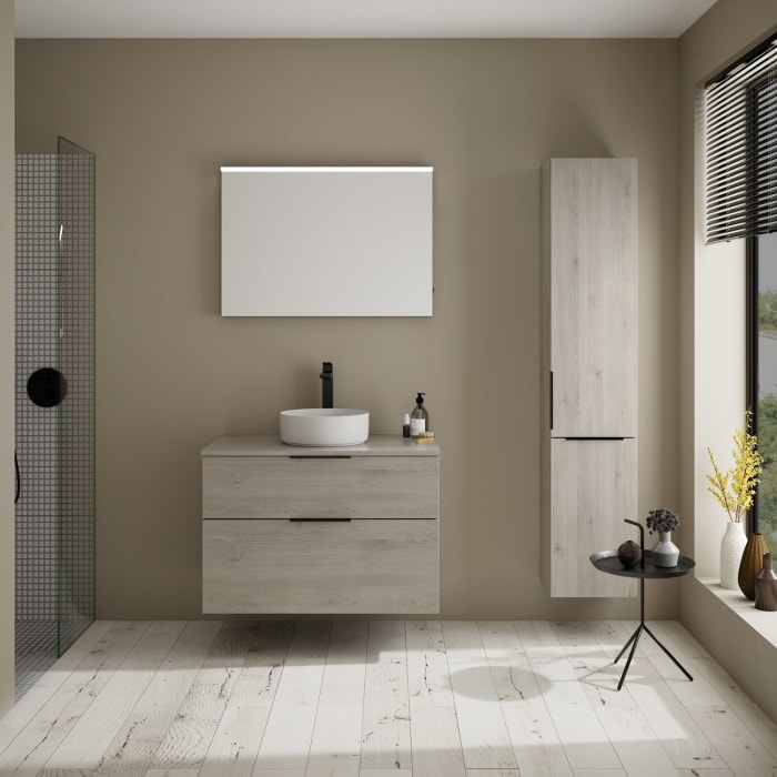 burgbad Eqio Waschtischkombination mit Keramik-Aufsatzwaschtisch 90 cm, mit Griff G0200