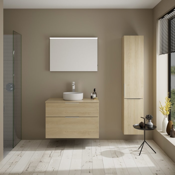 burgbad Eqio Waschtischkombination mit Keramik-Aufsatzwaschtisch 90 cm, mit Griff G0146