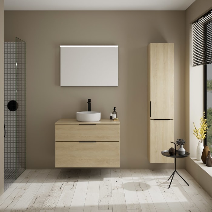 burgbad Eqio Waschtischkombination mit Keramik-Aufsatzwaschtisch 90 cm, mit Griff G0200