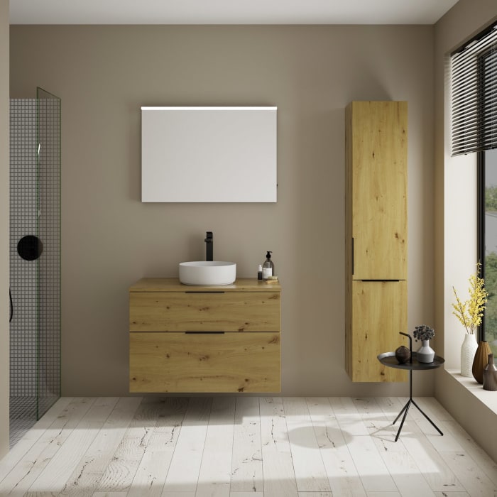 burgbad Eqio Waschtischkombination mit Keramik-Aufsatzwaschtisch 90 cm, mit Griff G0200