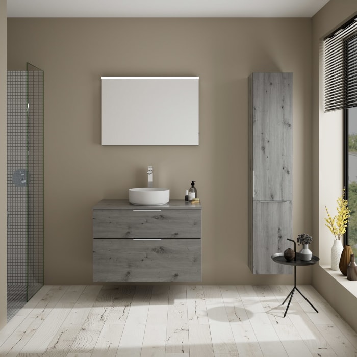 burgbad Eqio Waschtischkombination mit Keramik-Aufsatzwaschtisch 90 cm, mit Griff G0146