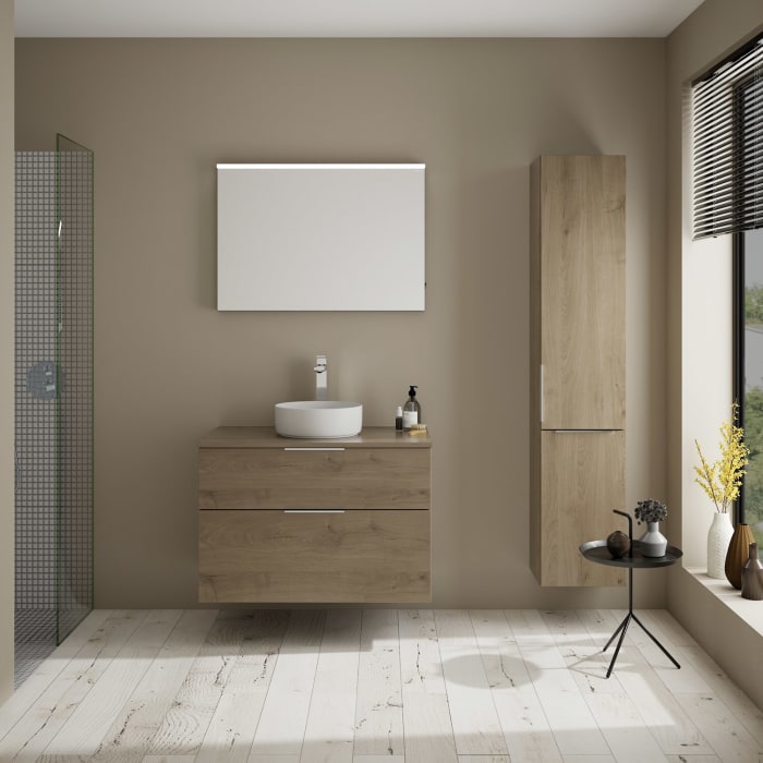 burgbad Eqio Waschtischkombination mit Keramik-Aufsatzwaschtisch 90 cm, mit Griff G0146