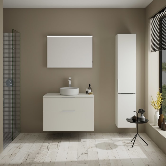 burgbad Eqio Waschtischkombination mit Keramik-Aufsatzwaschtisch 90 cm, mit Griff G0146