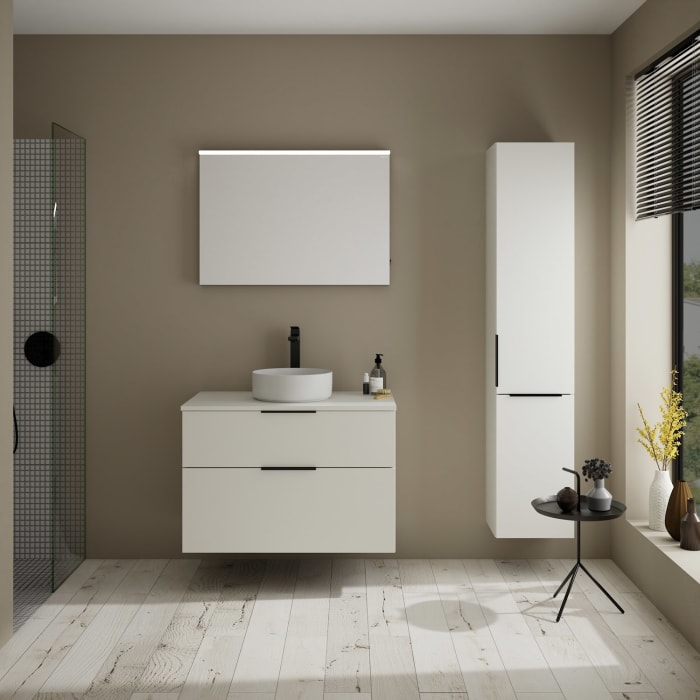 burgbad Eqio Waschtischkombination mit Keramik-Aufsatzwaschtisch 90 cm, mit Griff G0200