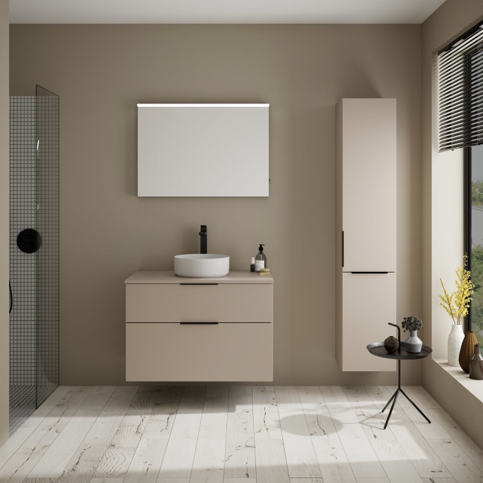 burgbad Eqio Waschtischkombination mit Keramik-Aufsatzwaschtisch 90 cm, mit Griff G0200