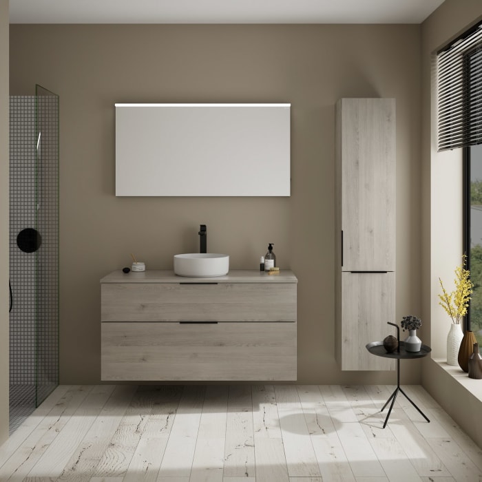 burgbad Eqio Waschtischkombination mit Keramik-Aufsatzwaschtisch 120 cm, mit Griff G0200