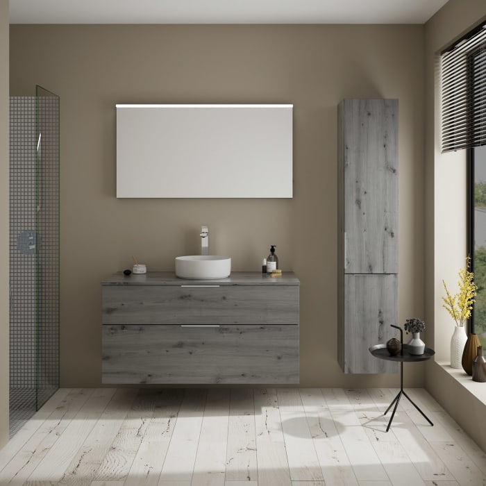 burgbad Eqio Waschtischkombination mit Keramik-Aufsatzwaschtisch 120 cm, mit Griff G0146