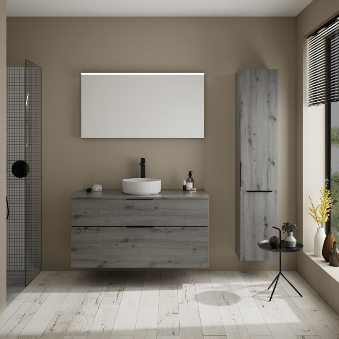 burgbad Eqio Waschtischkombination mit Keramik-Aufsatzwaschtisch 120 cm, mit Griff G0200