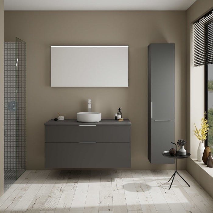 burgbad Eqio Waschtischkombination mit Keramik-Aufsatzwaschtisch 120 cm, mit Griff G0146