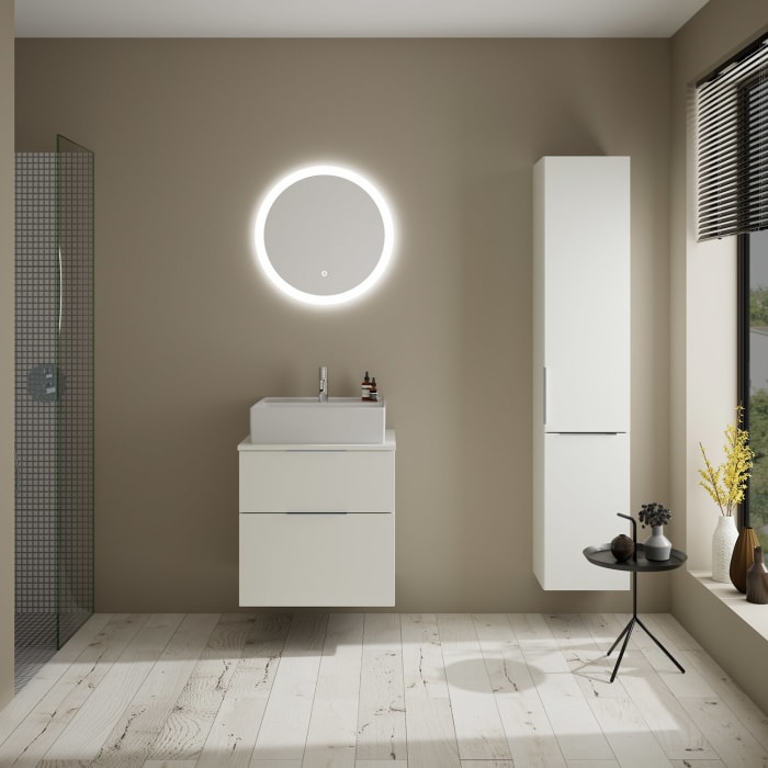 burgbad Eqio Waschtischkombination mit Keramik-Aufsatzwaschtisch 60 cm, mit Griff G0146