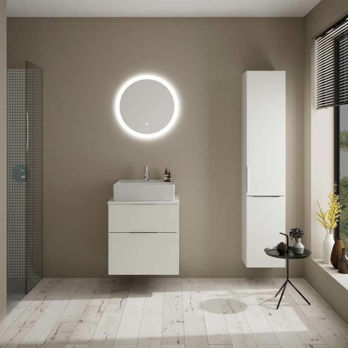 burgbad Eqio Waschtischkombination mit Keramik-Aufsatzwaschtisch 60 cm, mit Griff G0146