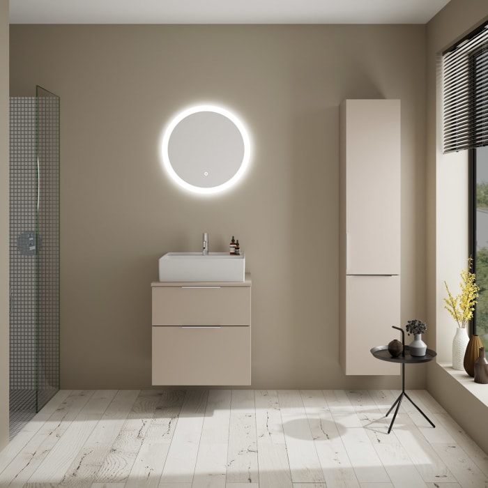 burgbad Eqio Waschtischkombination mit Keramik-Aufsatzwaschtisch 60 cm, mit Griff G0146