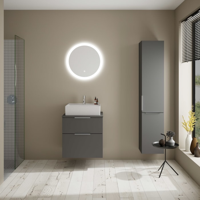 burgbad Eqio Waschtischkombination mit Keramik-Aufsatzwaschtisch 60 cm, mit Griff G0146