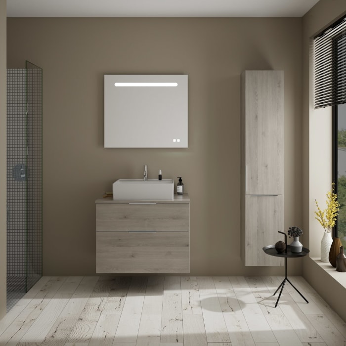 burgbad Eqio Waschtischkombination mit Keramik-Aufsatzwaschtisch 80 cm, mit Griff P0146