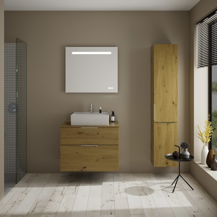 burgbad Eqio Waschtischkombination mit Keramik-Aufsatzwaschtisch 80 cm, mit Griff P0146