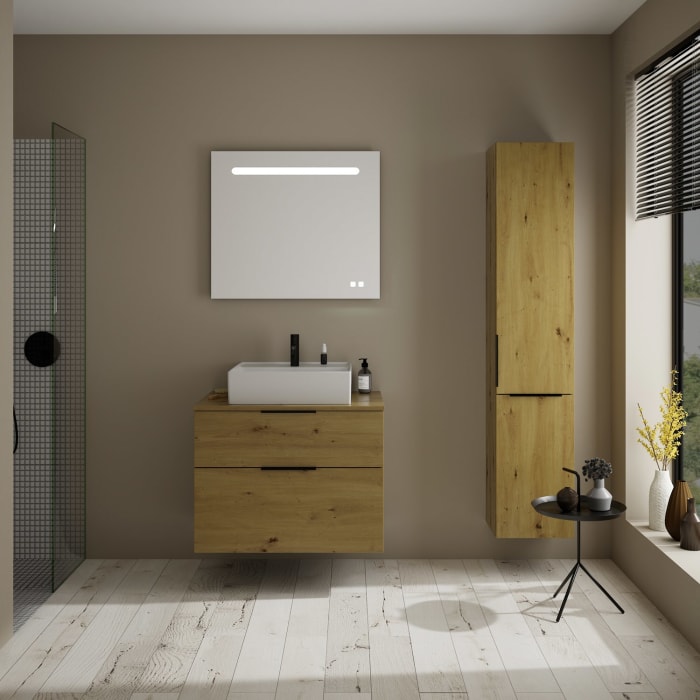 burgbad Eqio Waschtischkombination mit Keramik-Aufsatzwaschtisch 80 cm, mit Griff P0200