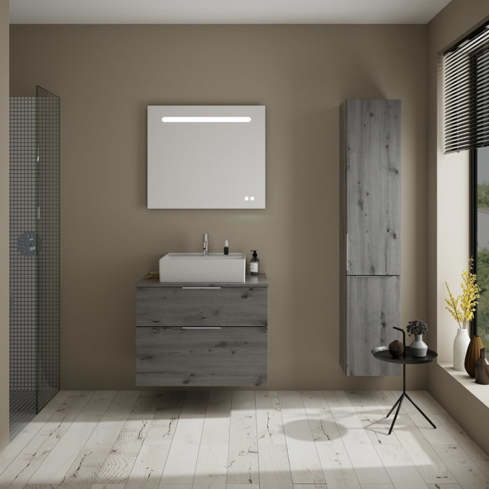 burgbad Eqio Waschtischkombination mit Keramik-Aufsatzwaschtisch 80 cm, mit Griff P0146