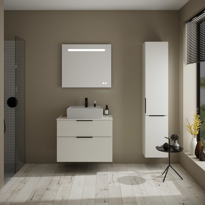 burgbad Eqio Waschtischkombination mit Keramik-Aufsatzwaschtisch 80 cm, mit Griff P0200