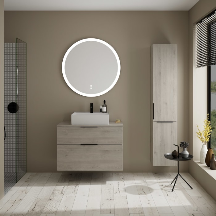 burgbad Eqio Waschtischkombination mit Keramik-Aufsatzwaschtisch 90 cm, mit Griff G0200