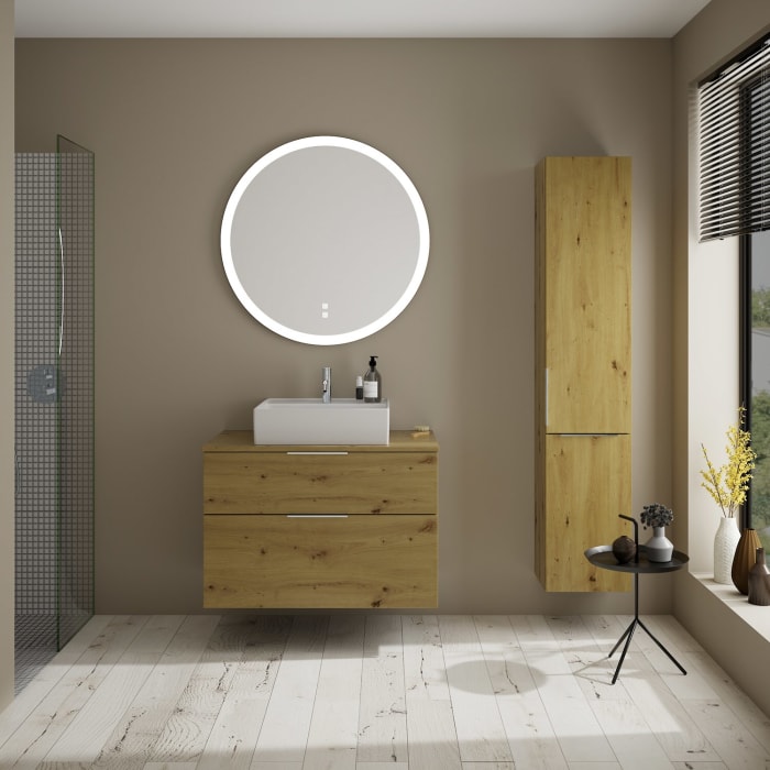 burgbad Eqio Waschtischkombination mit Keramik-Aufsatzwaschtisch 90 cm, mit Griff G0146